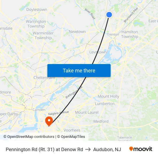 Pennington Rd (Rt. 31)  at Denow Rd to Audubon, NJ map