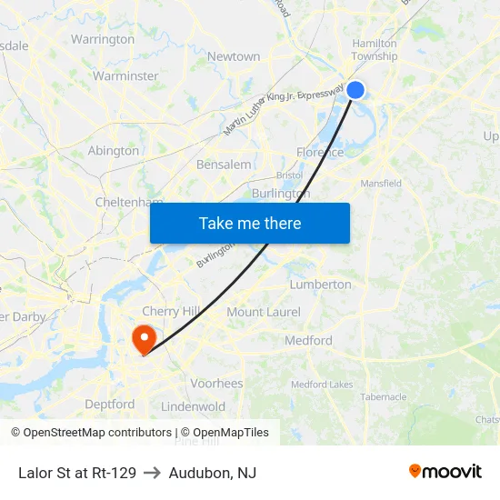 Lalor St at Rt-129 to Audubon, NJ map