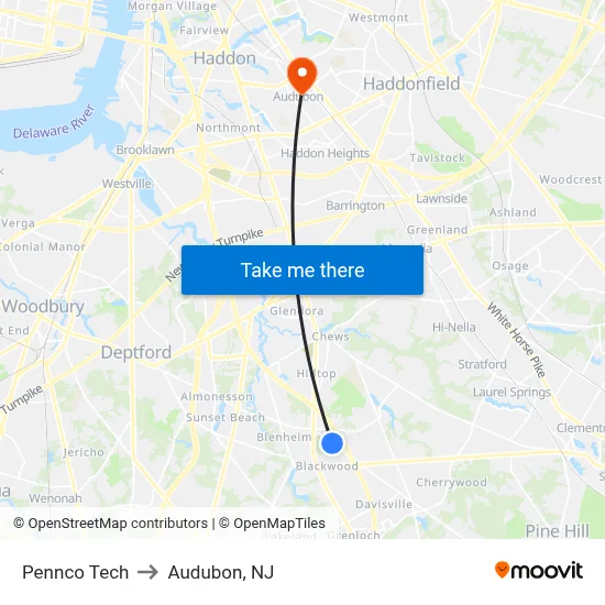 Pennco Tech to Audubon, NJ map