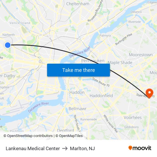 Lankenau Medical Center to Marlton, NJ map