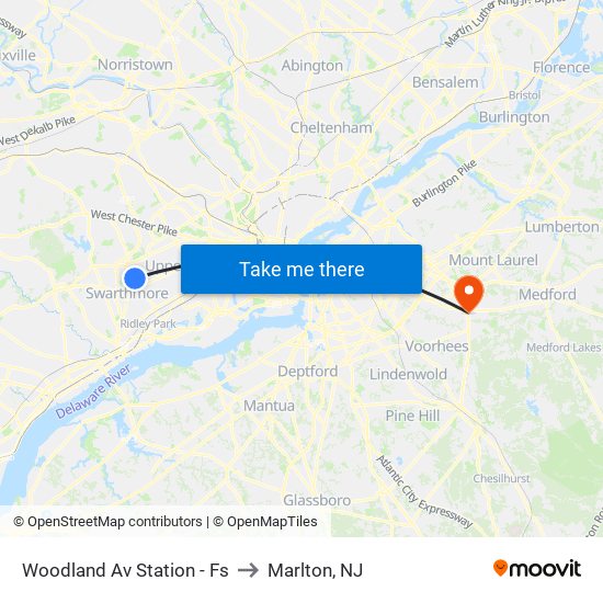 Woodland Av Station - Fs to Marlton, NJ map