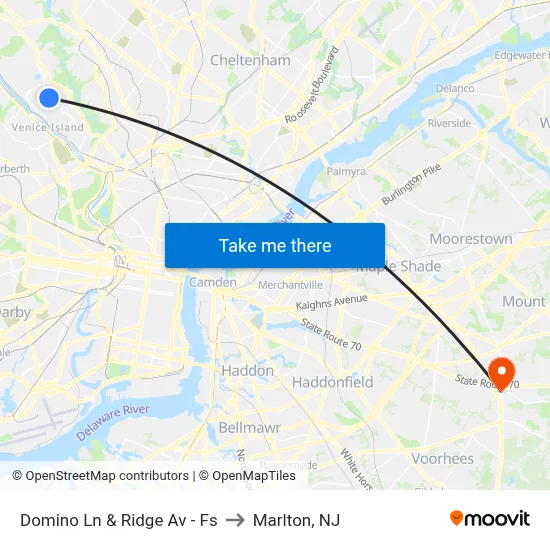 Domino Ln & Ridge Av - Fs to Marlton, NJ map
