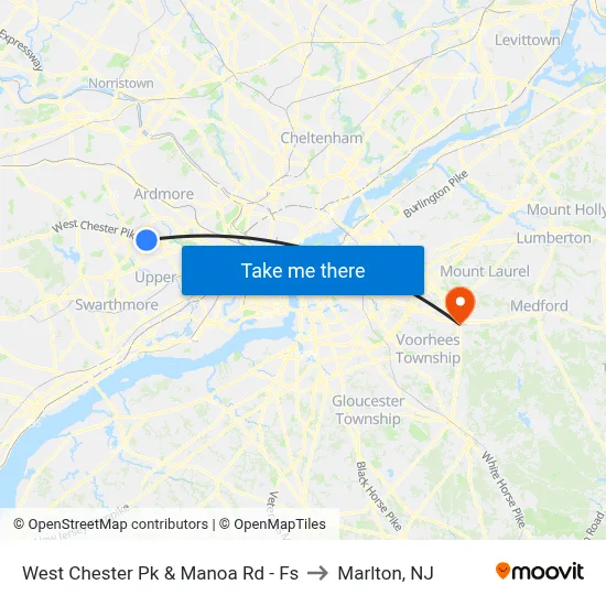 West Chester Pk & Manoa Rd - Fs to Marlton, NJ map