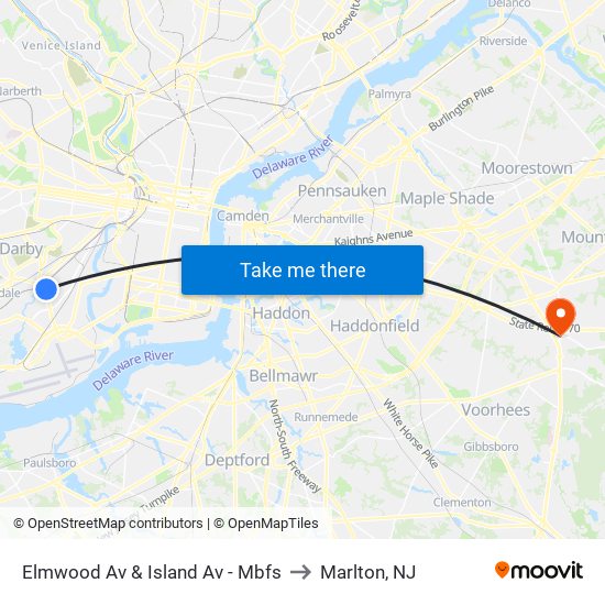 Elmwood Av & Island Av - Mbfs to Marlton, NJ map