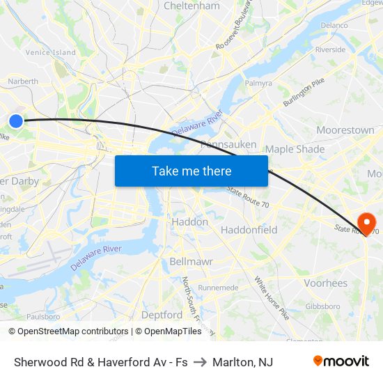 Sherwood Rd & Haverford Av - Fs to Marlton, NJ map