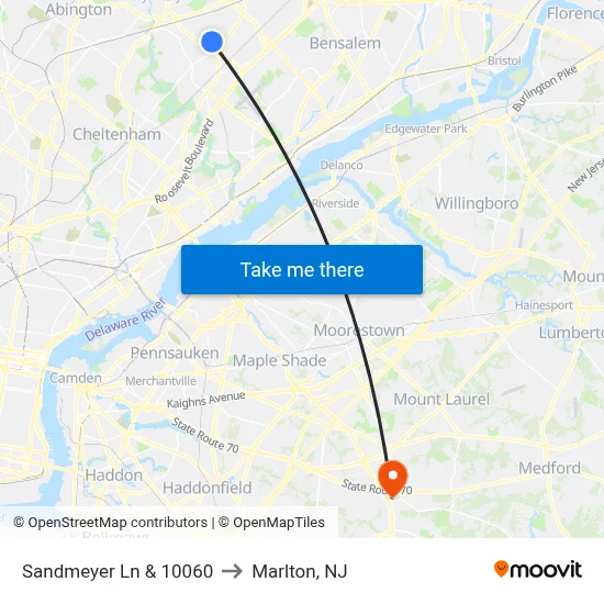 Sandmeyer Ln & 10060 to Marlton, NJ map