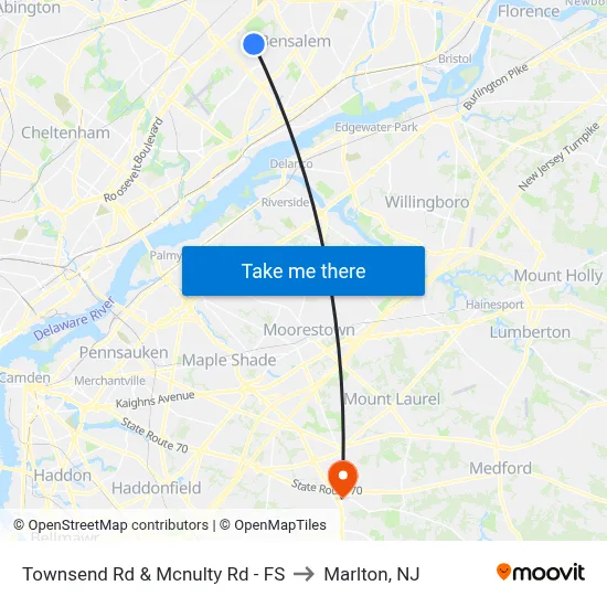 Townsend Rd & Mcnulty Rd - FS to Marlton, NJ map