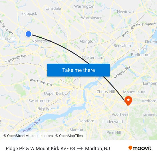 Ridge Pk & W Mount Kirk Av - FS to Marlton, NJ map