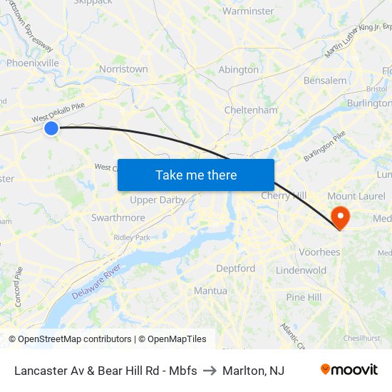Lancaster Av & Bear Hill Rd - Mbfs to Marlton, NJ map