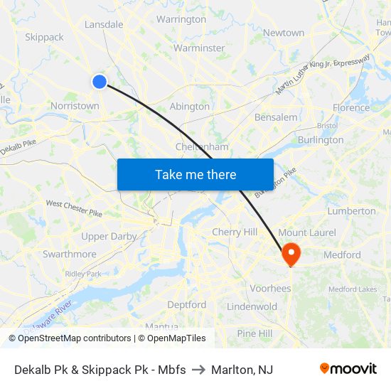 Dekalb Pk & Skippack Pk - Mbfs to Marlton, NJ map