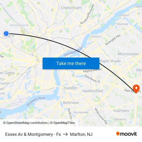 Essex Av & Montgomery - Fs to Marlton, NJ map