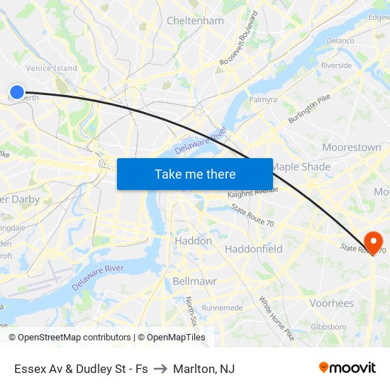 Essex Av & Dudley St - Fs to Marlton, NJ map