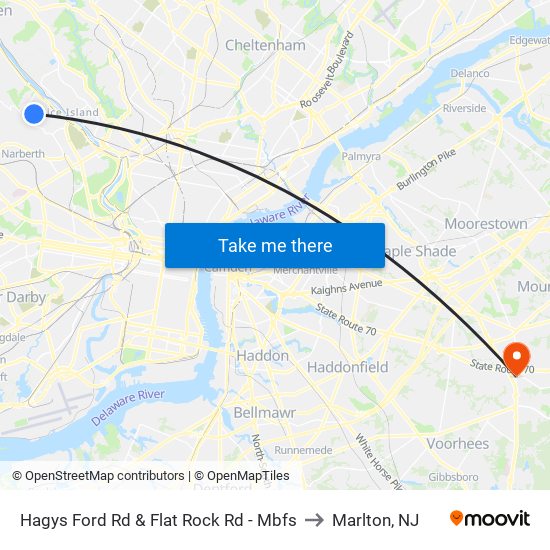 Hagys Ford Rd & Flat Rock Rd - Mbfs to Marlton, NJ map