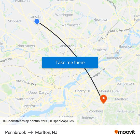 Pennbrook to Marlton, NJ map