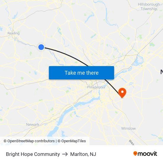 Bright Hope Community to Marlton, NJ map