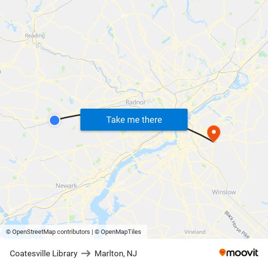 Coatesville Library to Marlton, NJ map