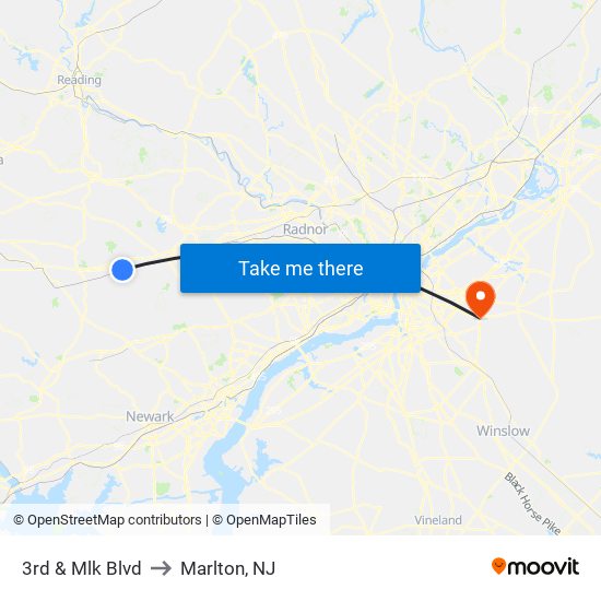 3rd & Mlk Blvd to Marlton, NJ map