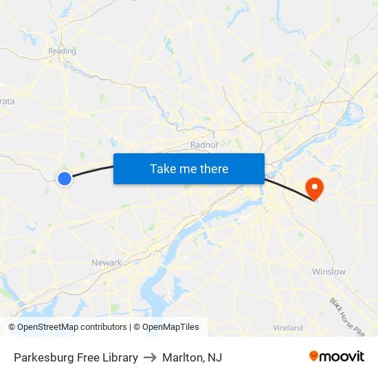 Parkesburg Free Library to Marlton, NJ map