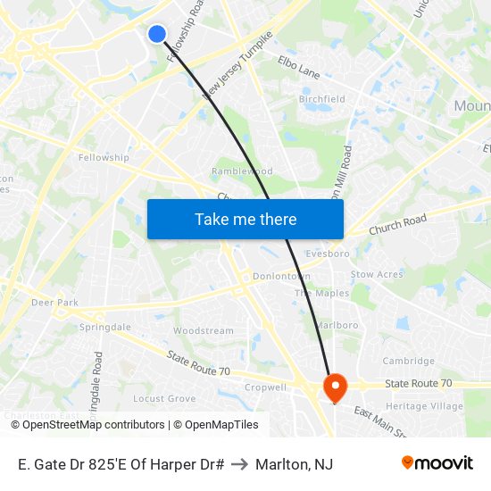 E. Gate Dr 825'E Of Harper Dr# to Marlton, NJ map
