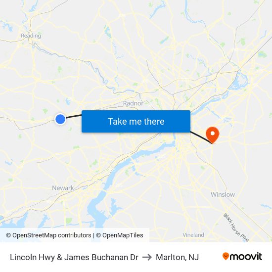 Lincoln Hwy & James Buchanan Dr to Marlton, NJ map