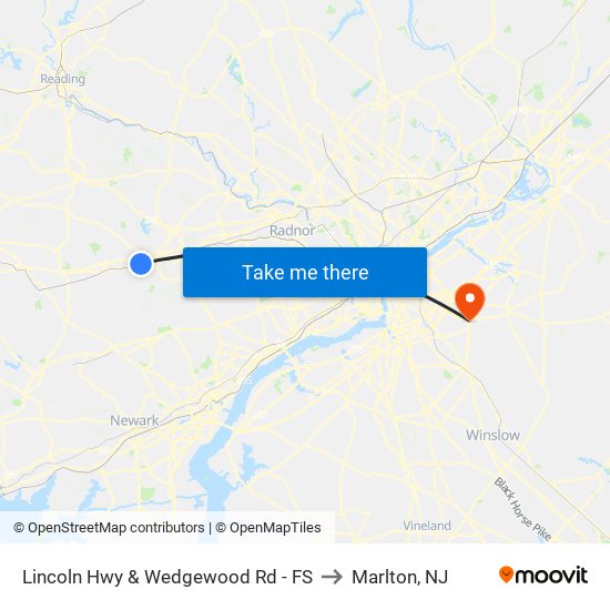 Lincoln Hwy & Wedgewood Rd - FS to Marlton, NJ map