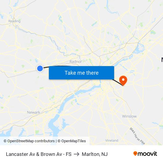 Lancaster Av & Brown Av - FS to Marlton, NJ map