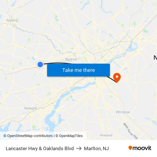 Lancaster Hwy & Oaklands Blvd to Marlton, NJ map