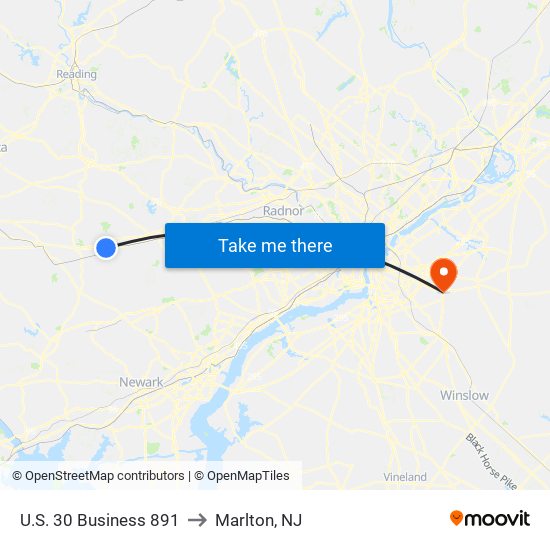 U.S. 30 Business 891 to Marlton, NJ map