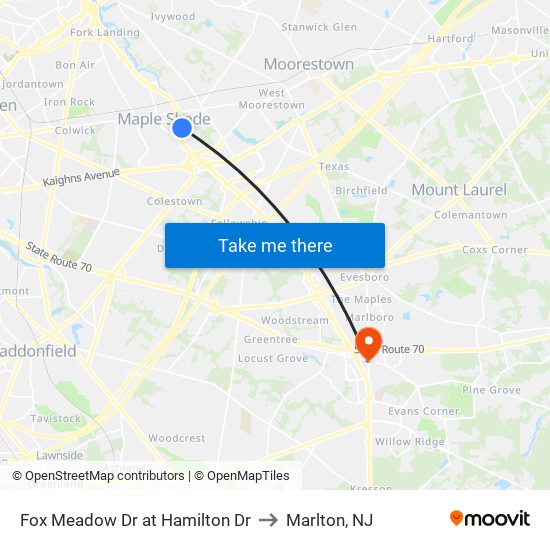 Fox Meadow Dr at Hamilton Dr to Marlton, NJ map