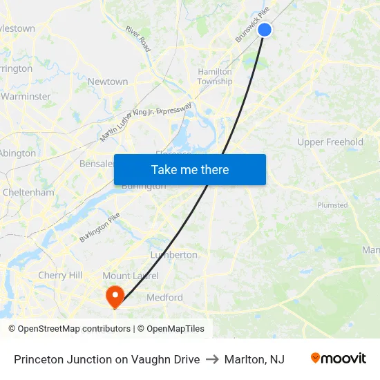 Princeton Junction on Vaughn Drive to Marlton, NJ map