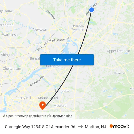 Carnegie Way 1234' S Of Alexander Rd. to Marlton, NJ map