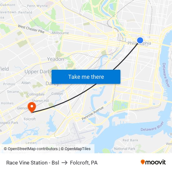 Race Vine Station - Bsl to Folcroft, PA map