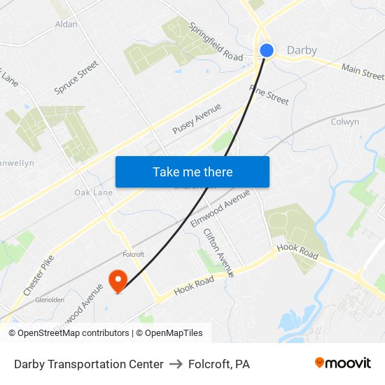 Darby Transportation Center to Folcroft, PA map