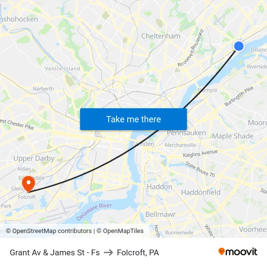 Grant Av & James St - Fs to Folcroft, PA map