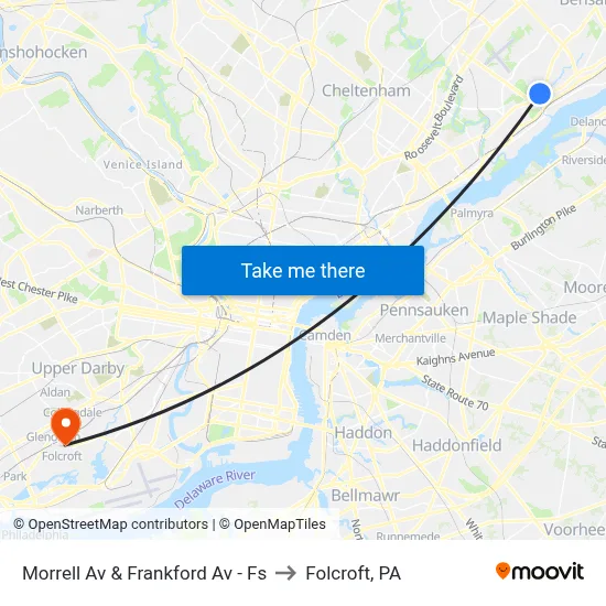 Morrell Av & Frankford Av - Fs to Folcroft, PA map