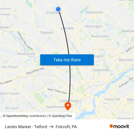 Landis Market - Telford to Folcroft, PA map