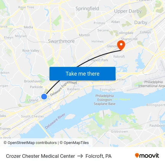 Crozer Chester Medical Center to Folcroft, PA map
