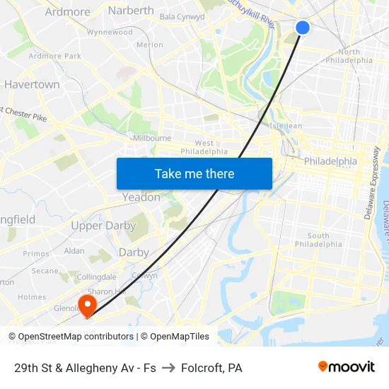 29th St & Allegheny Av - Fs to Folcroft, PA map