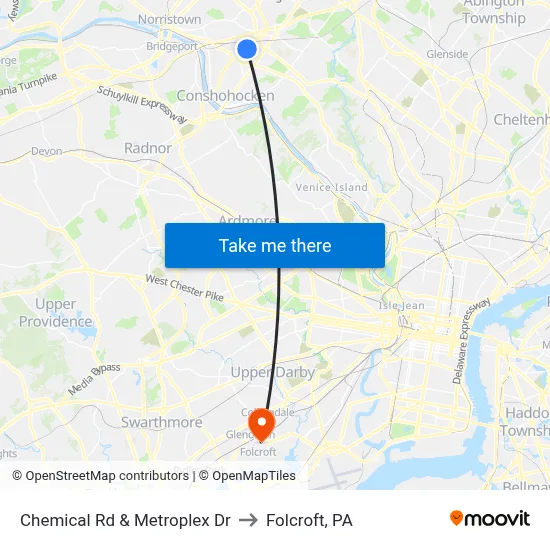 Chemical Rd & Metroplex Dr to Folcroft, PA map
