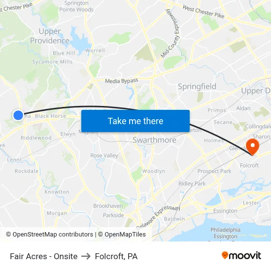 Fair Acres - Onsite to Folcroft, PA map