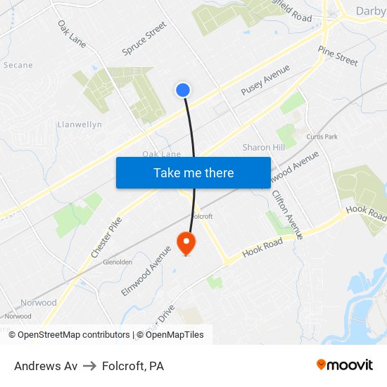 Andrews Av to Folcroft, PA map