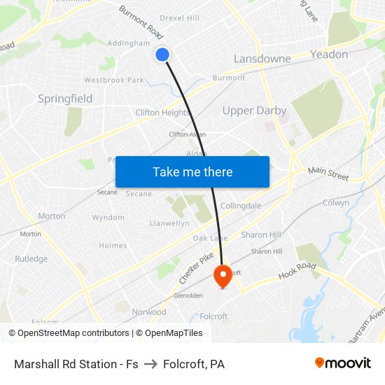 Marshall Rd Station - Fs to Folcroft, PA map