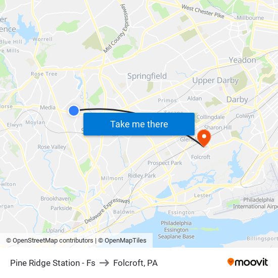 Pine Ridge Station - Fs to Folcroft, PA map