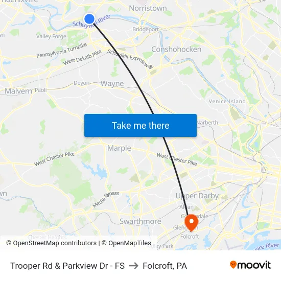 Trooper Rd & Parkview Dr - FS to Folcroft, PA map