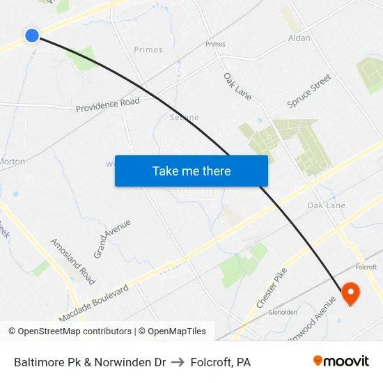 Baltimore Pk & Norwinden Dr to Folcroft, PA map