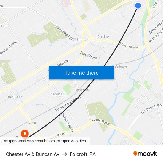Chester Av & Duncan Av to Folcroft, PA map