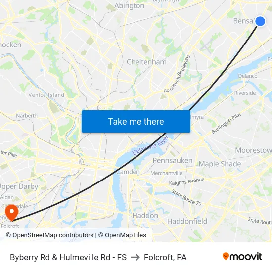 Byberry Rd & Hulmeville Rd - FS to Folcroft, PA map