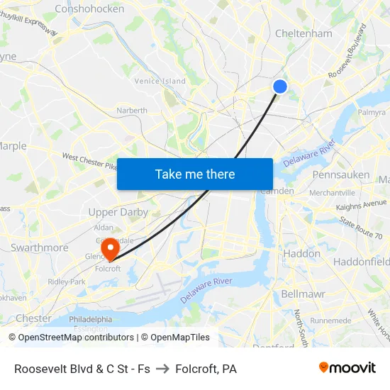 Roosevelt Blvd & C St - Fs to Folcroft, PA map