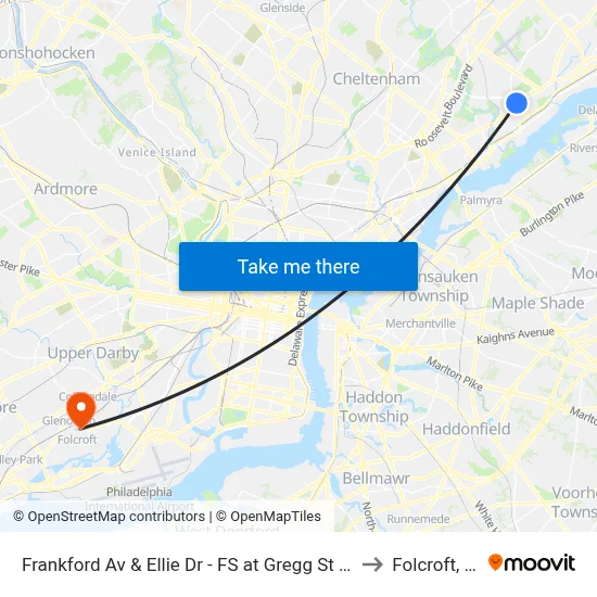 Frankford Av & Ellie Dr - FS at Gregg St Loop to Folcroft, PA map