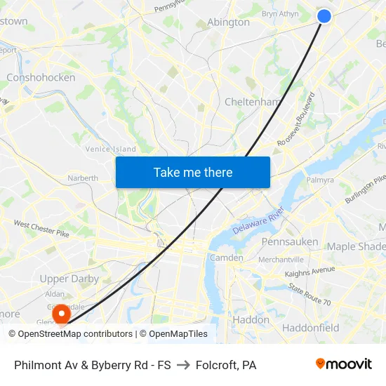 Philmont Av & Byberry Rd - FS to Folcroft, PA map